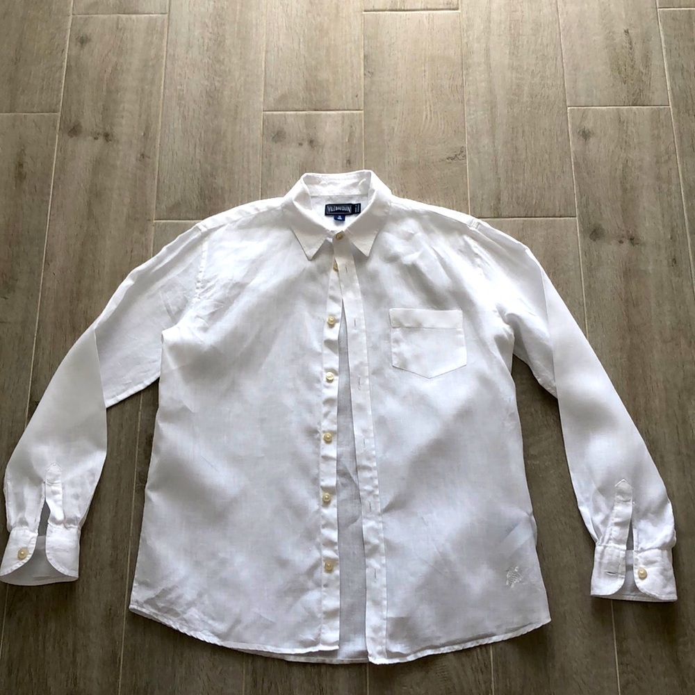 Vilebrequin boys white linen shirts 12